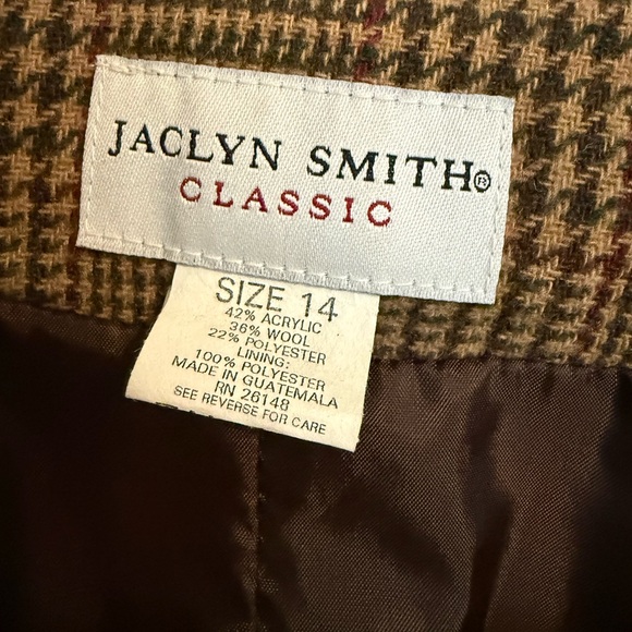 Vintage Jaclyn Smith Plaid Blazer |Size 14| Brien Wool Blend with Collar. - Picture 2 of 9